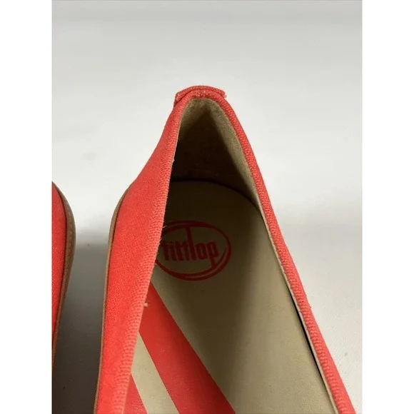 FitFlop Due Canvas Shoes Womens 5.5US 36EU Red Platform Toning Ballet Flats - Picture 8 of 11